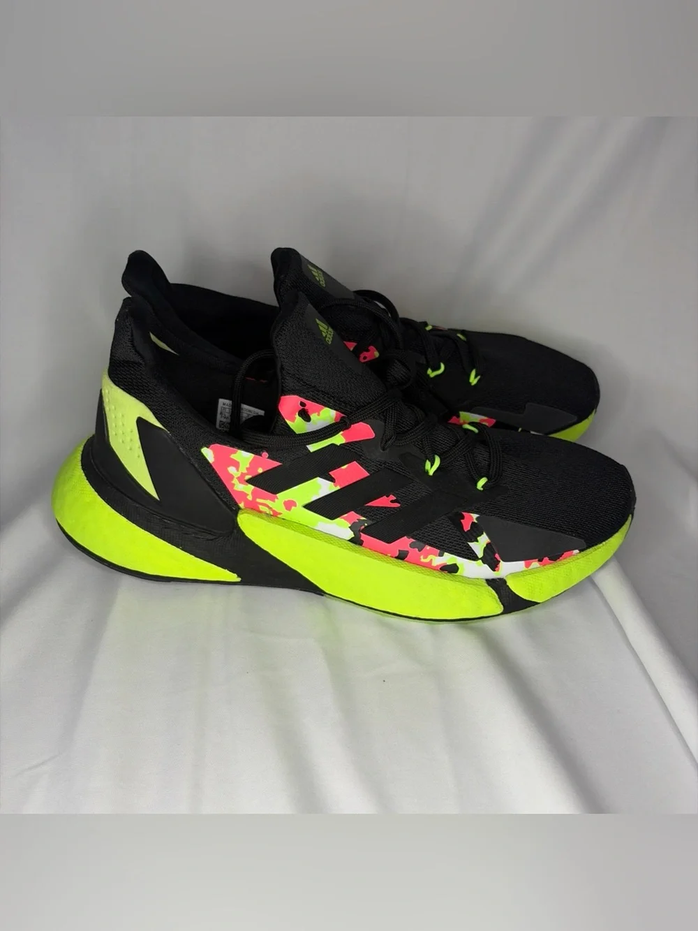 adidas Black Sneakers with Neon Green & Pink Accents